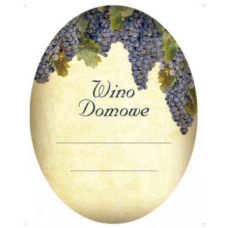 Etykiety na wino domowe czerwone - winogrono owalna